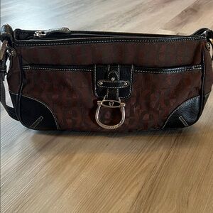 Aigner Brown Patterned Shoulder Bag with Black Trim